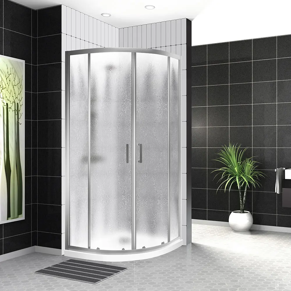 Фото Душевой уголок Belbagno UNO-195-R-2-90-CH-CR 1/4 круга 90x90см серебро профиль эффект стекла структурный Фото Душевой уголок Belbagno UNO-195-R-2-90-CH-CR 1/4 круга 90x90см серебро профиль эффект стекла структурный
