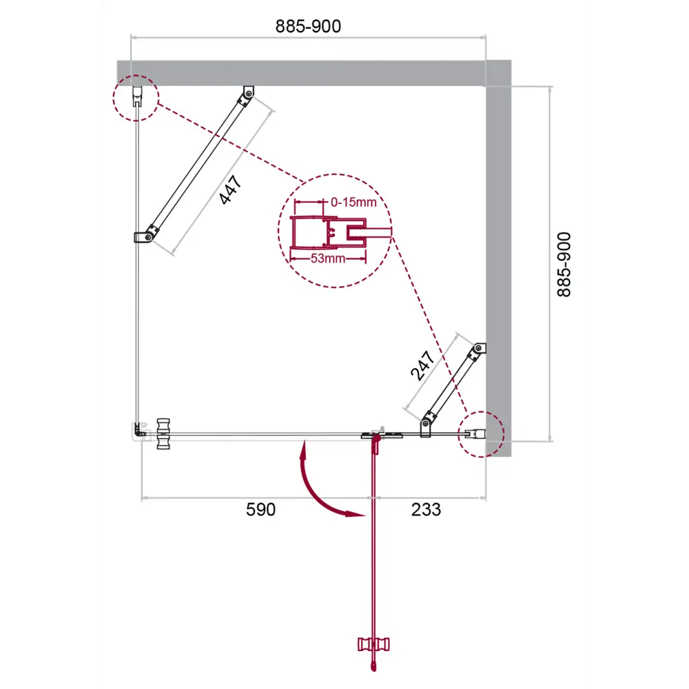 Фото 6 Душевой уголок Belbagno KRAFT-A-12-90-C-Cr-R прямоугольник 90x90см хромированный профиль эффект стекла прозрачный Фото 6 Душевой уголок Belbagno KRAFT-A-12-90-C-Cr-R прямоугольник 90x90см хромированный профиль эффект стекла прозрачный