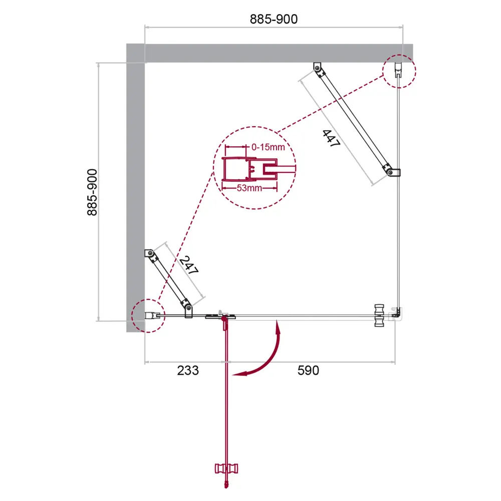 Фото 6 Душевой уголок Belbagno KRAFT-A-12-90-C-Cr-L прямоугольник 90x90см хромированный профиль эффект стекла прозрачный Фото 6 Душевой уголок Belbagno KRAFT-A-12-90-C-Cr-L прямоугольник 90x90см хромированный профиль эффект стекла прозрачный