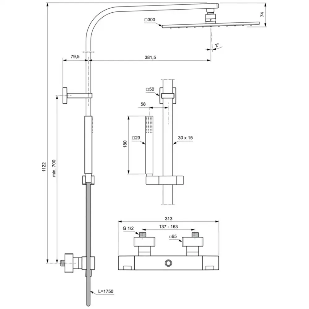 Фото 3 Душевая стойка Ideal standard Ceratherm c A7542AA 1 режимная цвет хром Фото 3 Душевая стойка Ideal standard Ceratherm c A7542AA 1 режимная цвет хром
