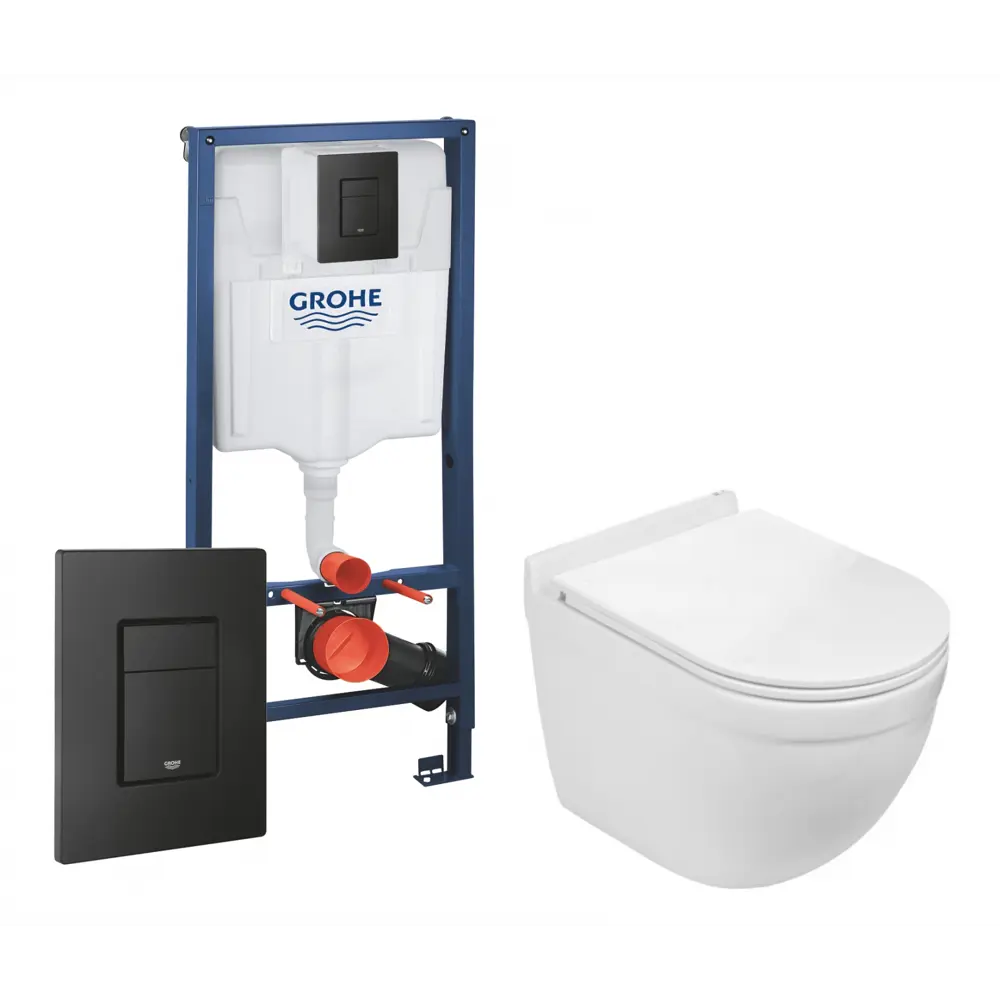 Фото Комплект 3 в 1 инсталляция Grohe Rapid SL с подвесным унитазом WeltWasser Heimbach 004 GL-WT черная кнопка 472081 Фото Комплект 3 в 1 инсталляция Grohe Rapid SL с подвесным унитазом WeltWasser Heimbach 004 GL-WT черная кнопка 472081