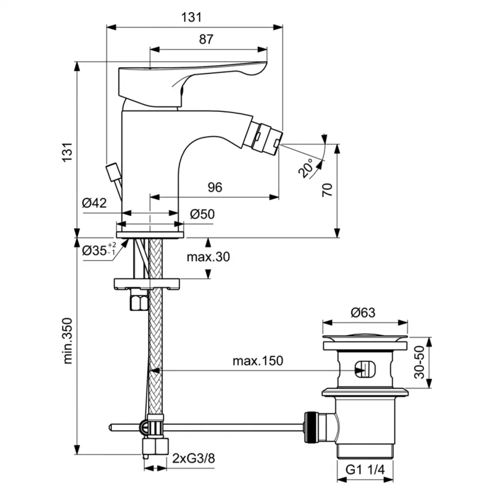 Фото 2 Смеситель для биде Ideal standard BC323AA цвет Хром Фото 2 Смеситель для биде Ideal standard BC323AA цвет Хром
