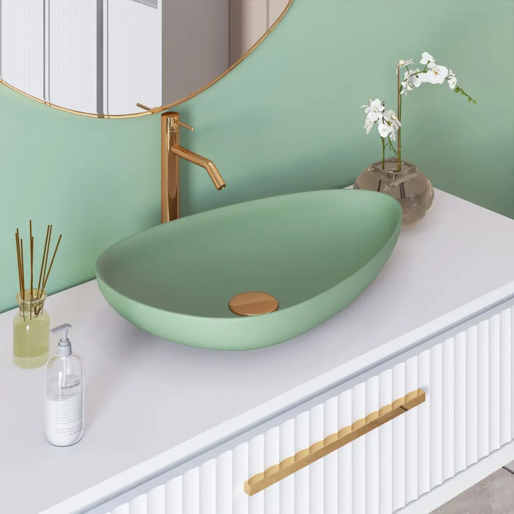 Фото Раковина накладная Ambassador Kingston 58x37 см цвет зеленый Фото Раковина накладная Ambassador Kingston 58x37 см цвет зеленый