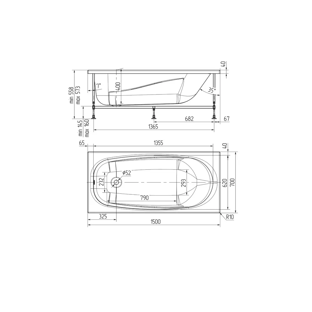Фото 4 Прямоугольная ванна Leman 3.VAK.LB150 акрил 150x70см Фото 4 Прямоугольная ванна Leman 3.VAK.LB150 акрил 150x70см