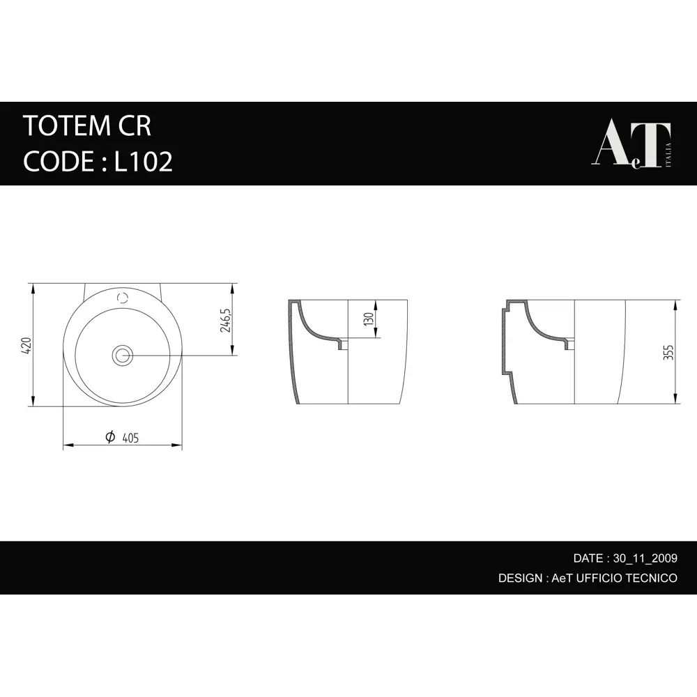 Фото 3 Раковина подвесная AET ITALIA totem CR L102T0R1V1100