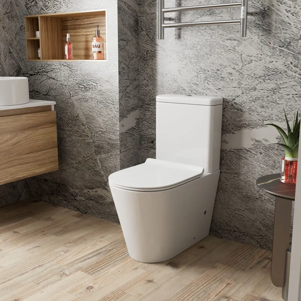 Фото 3 Унитаз напольный безободковый BAUEDGE Nimb PRO 670X380X840 двойной смыв сиденье микролифт Фото 3 Унитаз напольный безободковый BAUEDGE Nimb PRO 670X380X840 двойной смыв сиденье микролифт
