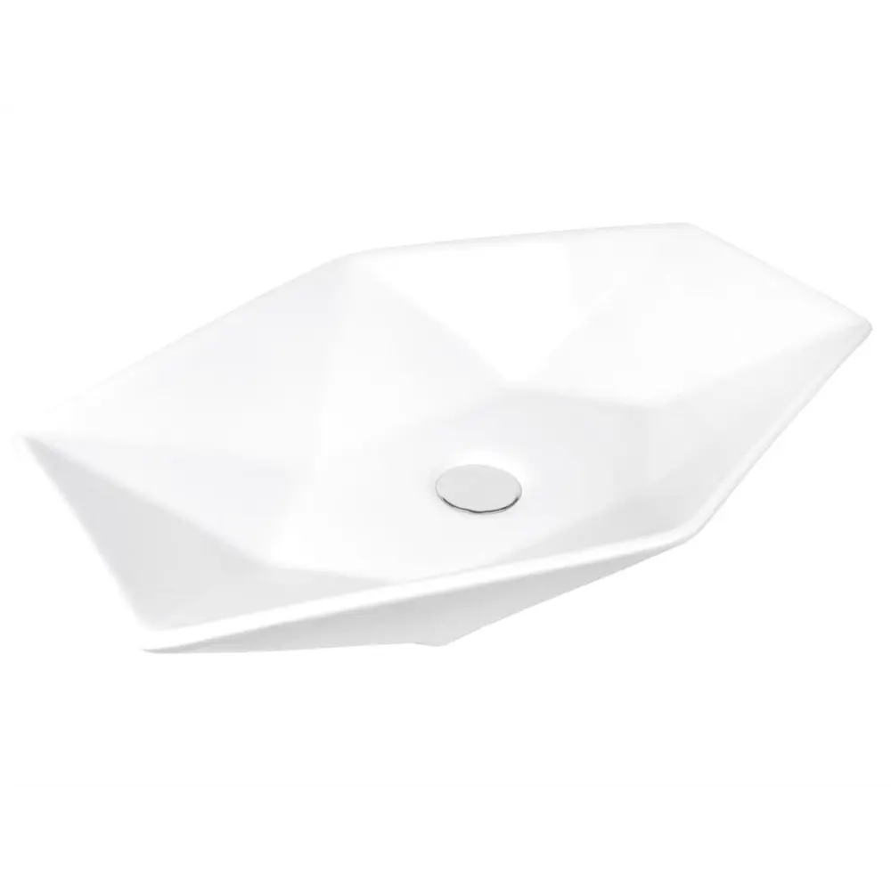 Фото 2 Раковина накладная на столешницу Bauedge Crystal 64x40 белая выпуск клик-клак белый Фото 2 Раковина накладная на столешницу Bauedge Crystal 64x40 белая выпуск клик-клак белый