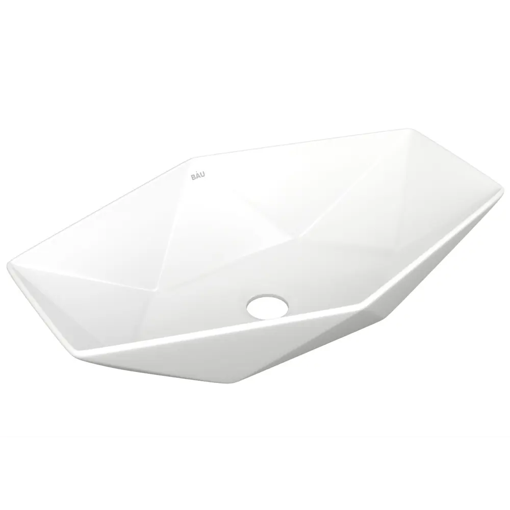 Фото 2 Раковина накладная на столешницу Bauedge Crystal 64x40 белая выпуск клик-клак хром Фото 2 Раковина накладная на столешницу Bauedge Crystal 64x40 белая выпуск клик-клак хром