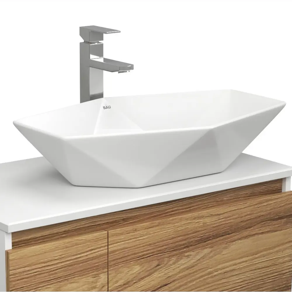 Фото 2 Раковина накладная со смесителем и выпуском Bauedge Crystal 64x40 белая смеситель Hotel Still выпуск клик-клак черный Фото 2 Раковина накладная со смесителем и выпуском Bauedge Crystal 64x40 белая смеситель Hotel Still выпуск клик-клак черный