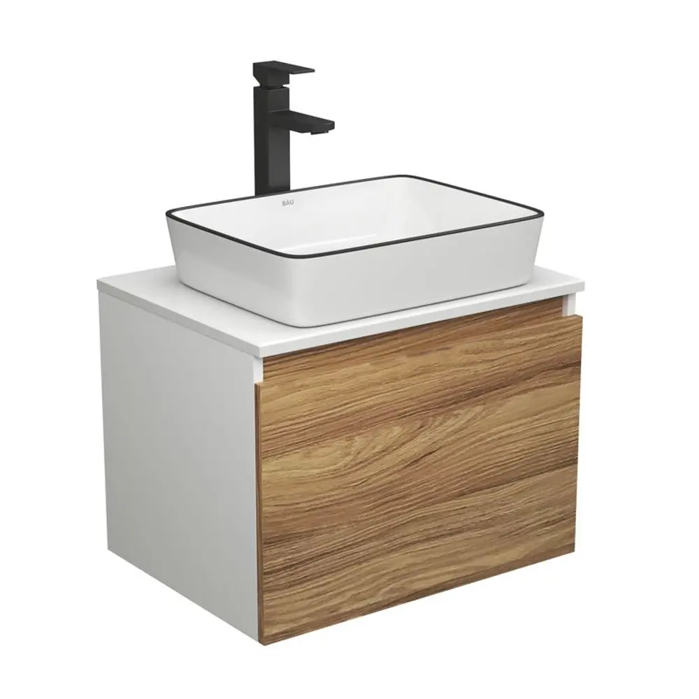 Фото Комплект тумба под раковину BAUEDGE Dream Blackwood 60 см подвесная и раковиной Hotel Black Rand со смесителем BD1641 цвет бежевый белый Фото Комплект тумба под раковину BAUEDGE Dream Blackwood 60 см подвесная и раковиной Hotel Black Rand со смесителем BD1641 цвет бежевый белый