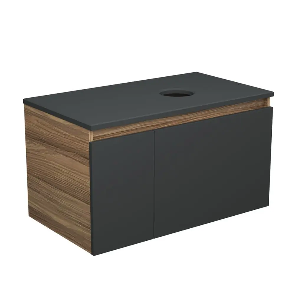 Фото Комплект тумба под раковину BAUEDGE Dream 80 см подвесная и раковиной Diamond со смесителем BD2296 цвет темно-серый бежевый черный