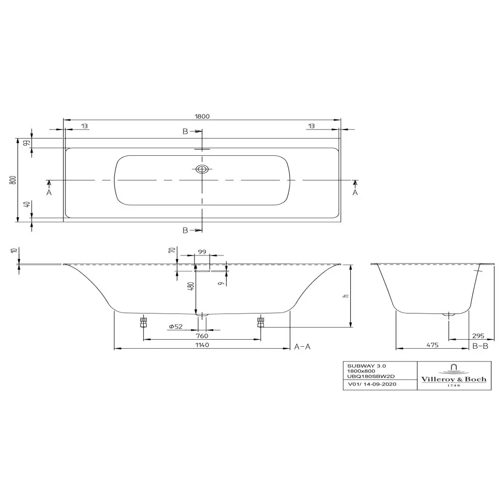Фото 2 Прямоугольная ванна Villeroy & Boch UBQ180SBW2DV-01 quaryl® 180x80см Фото 2 Прямоугольная ванна Villeroy & Boch UBQ180SBW2DV-01 quaryl® 180x80см