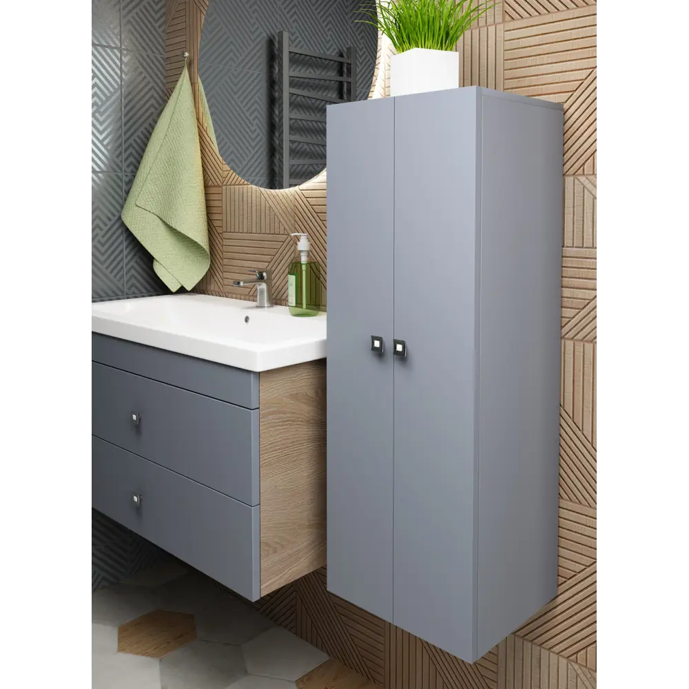 Фото 2 Шкаф подвесной Regent style темно-серый 40x100см цвет темно-серый Фото 2 Шкаф подвесной Regent style темно-серый 40x100см цвет темно-серый