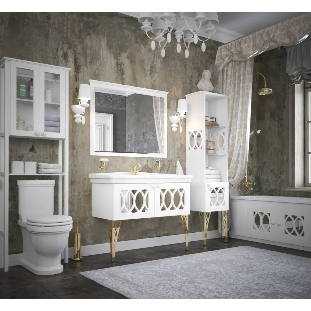 Фото Стойка для ванной Corozo Таормина SD-00000368 напольный 20x60x187см цвет белый Фото Стойка для ванной Corozo Таормина SD-00000368 напольный 20x60x187см цвет белый