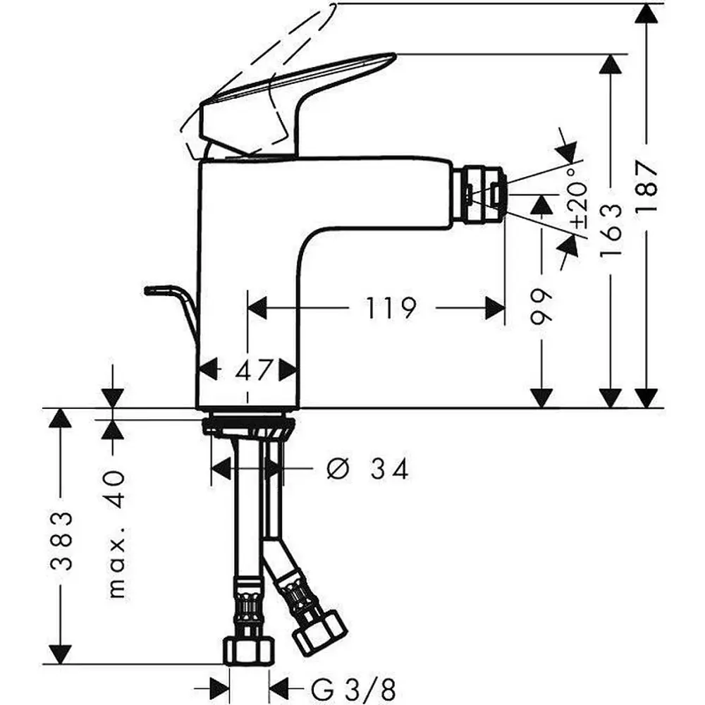 Фото 2 Смеситель для биде Hansgrohe 00197103 цвет Хром