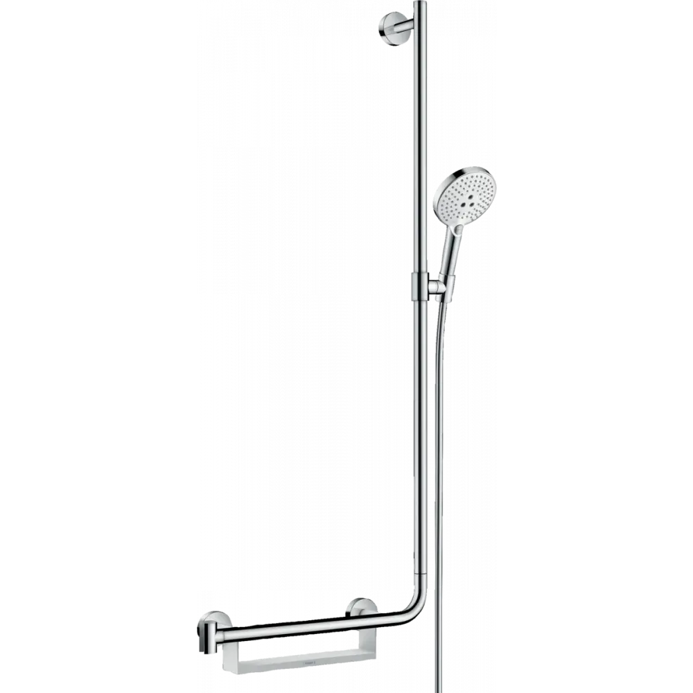 Фото Душевой набор Hansgrohe Raindance Select S 120 3jet EcoSmart со штангой 110 см правосторонний 26327400, белый/хром Фото Душевой набор Hansgrohe Raindance Select S 120 3jet EcoSmart со штангой 110 см правосторонний 26327400, белый/хром