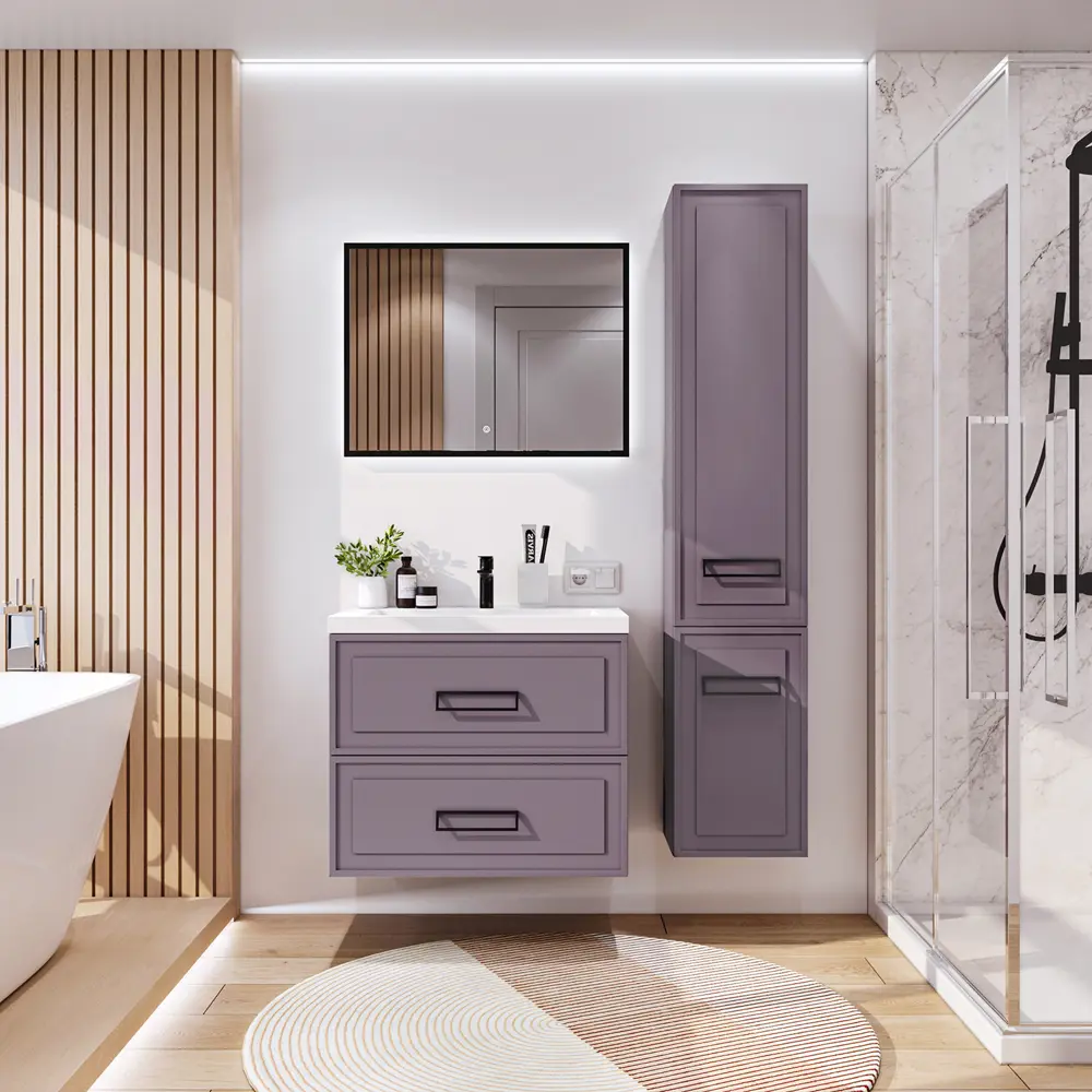 Фото 9 Пенал для ванной Итана Pino 4657792953425 подвесной 35см цвет блэкберри