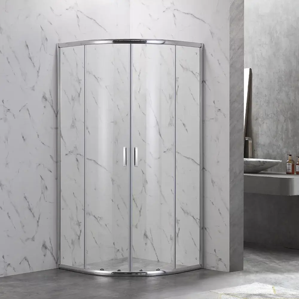 Фото Душевой уголок Veconi RV202-90-01-C6 прямоугольник 90x90см хромированный профиль эффект стекла прозрачный