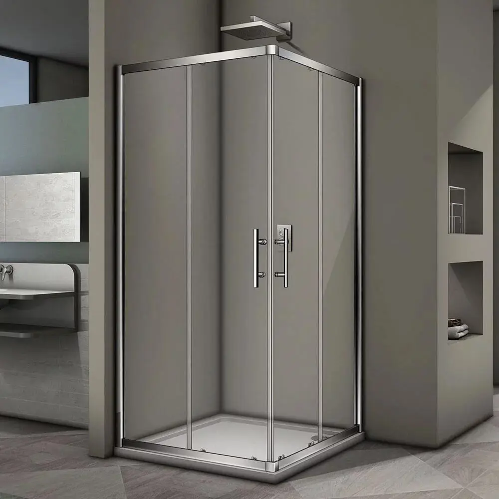 Фото Душевой уголок Veconi RV29-100K-01-19C3 прямоугольник 100x100см хромированный профиль эффект стекла прозрачный Фото Душевой уголок Veconi RV29-100K-01-19C3 прямоугольник 100x100см хромированный профиль эффект стекла прозрачный