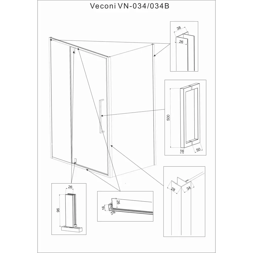 Фото 3 Душевой уголок Veconi RV034B-120100-01-C7 прямоугольник 120x100см черный профиль эффект стекла прозрачный Фото 3 Душевой уголок Veconi RV034B-120100-01-C7 прямоугольник 120x100см черный профиль эффект стекла прозрачный