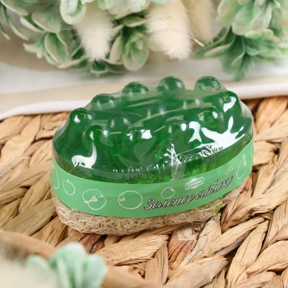 Фото 3 Мыло-скраб с люффой Зеленое яблоко 100 гр Добропаровъ зеленый Фото 3 Мыло-скраб с люффой Зеленое яблоко 100 гр Добропаровъ зеленый