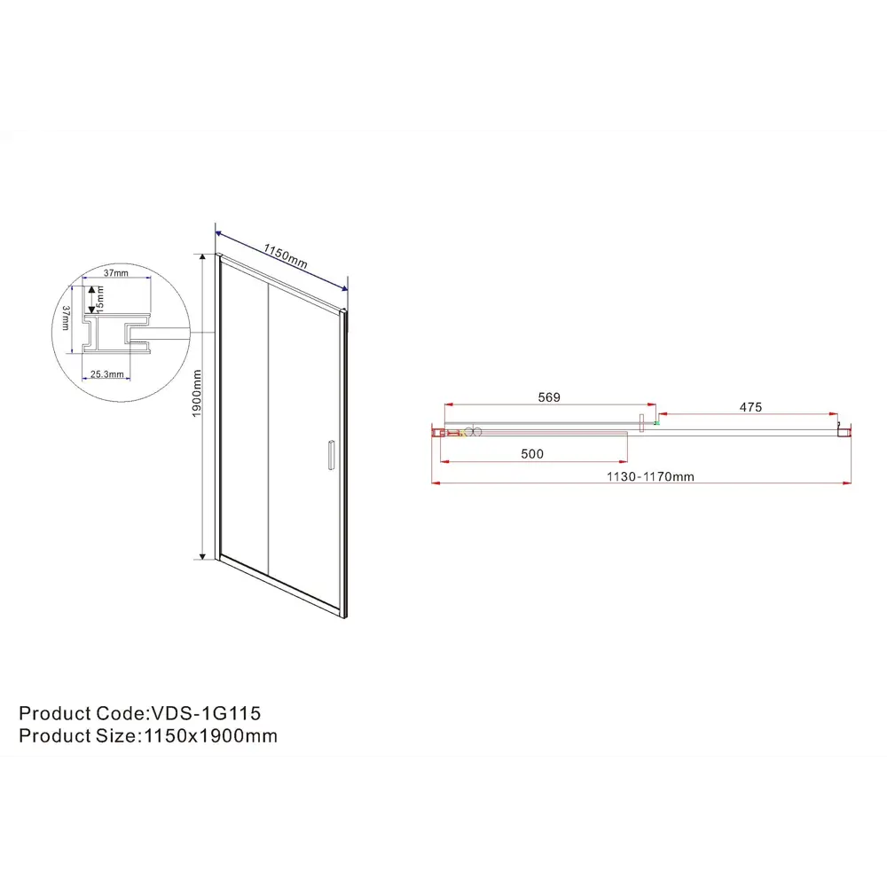 Фото 4 Душевая дверь Vincea VDS-1G115CH 63см эффект стекла отсутствует раздвижной Фото 4 Душевая дверь Vincea VDS-1G115CH 63см эффект стекла отсутствует раздвижной