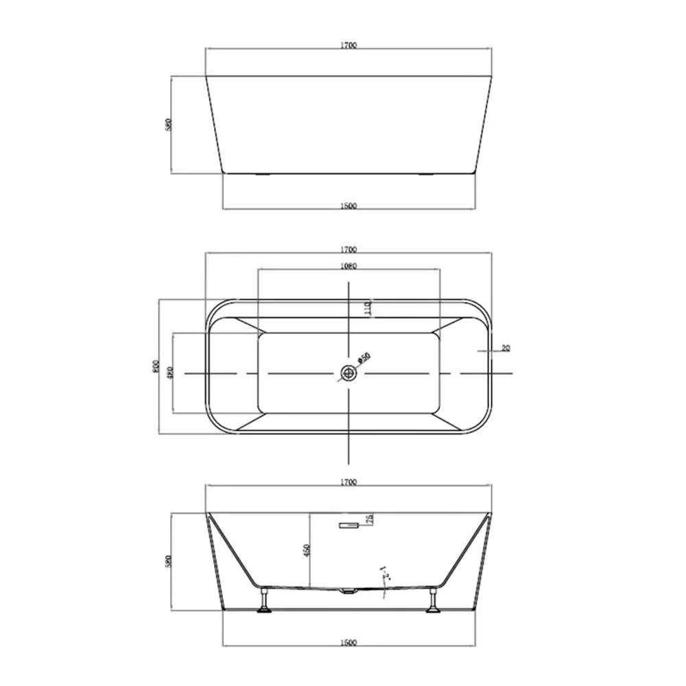 Фото 4 Отдельностоящая ванна Vincea VBT-401-1700MW акрил 170x80см Фото 4 Отдельностоящая ванна Vincea VBT-401-1700MW акрил 170x80см