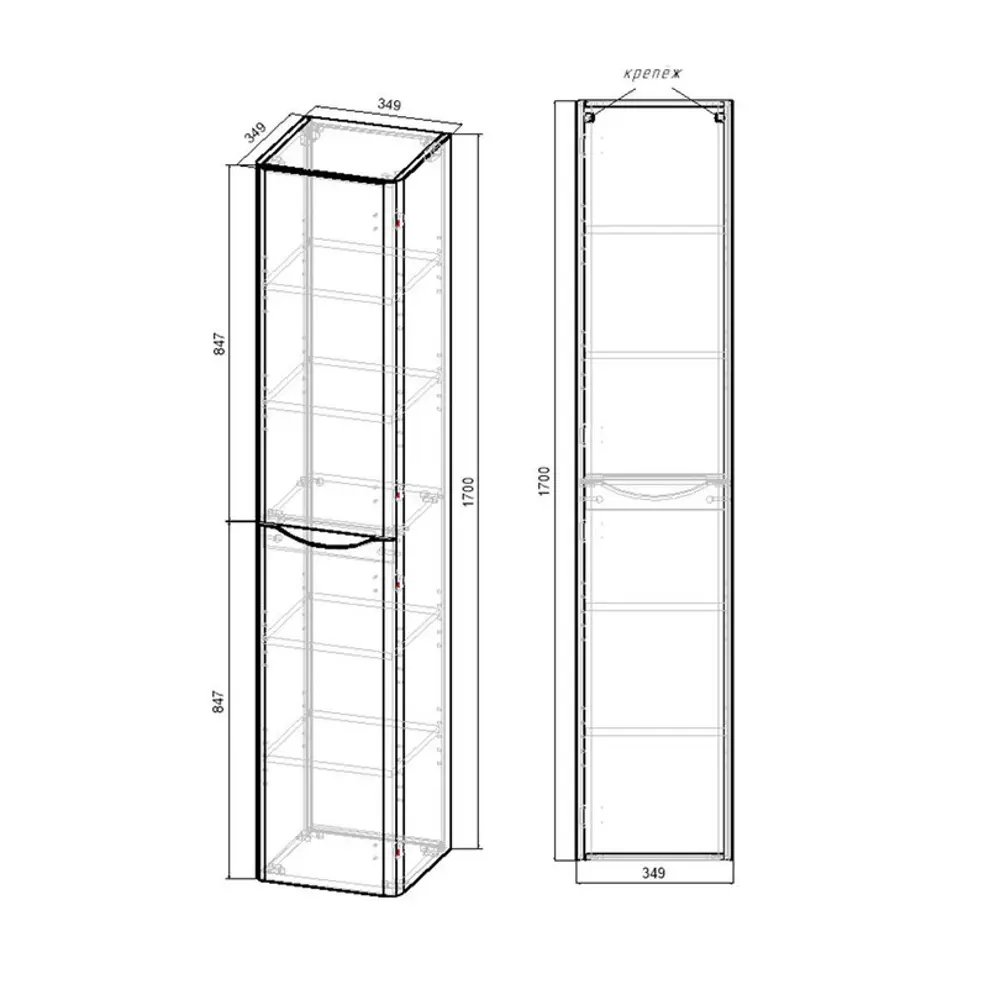 Фото 2 Шкаф для ванной комнаты Vincea Paola VSC-2P170RW-R подвесной 35x170см цвет темно-коричневый Фото 2 Шкаф для ванной комнаты Vincea Paola VSC-2P170RW-R подвесной 35x170см цвет темно-коричневый