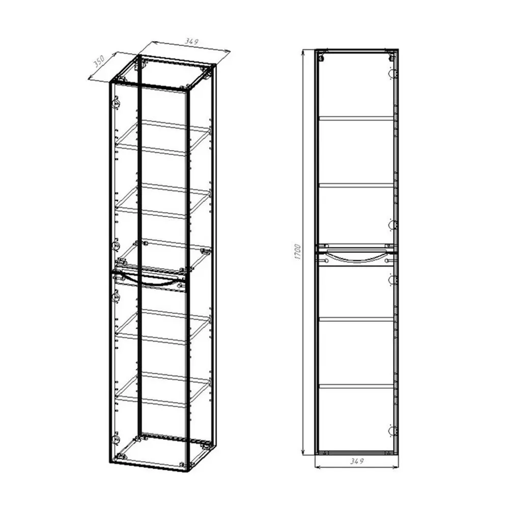 Фото 3 Шкаф для ванной комнаты Vincea Mia VSC-2M170RW-R подвесной 35x170см цвет темно-коричневый Фото 3 Шкаф для ванной комнаты Vincea Mia VSC-2M170RW-R подвесной 35x170см цвет темно-коричневый