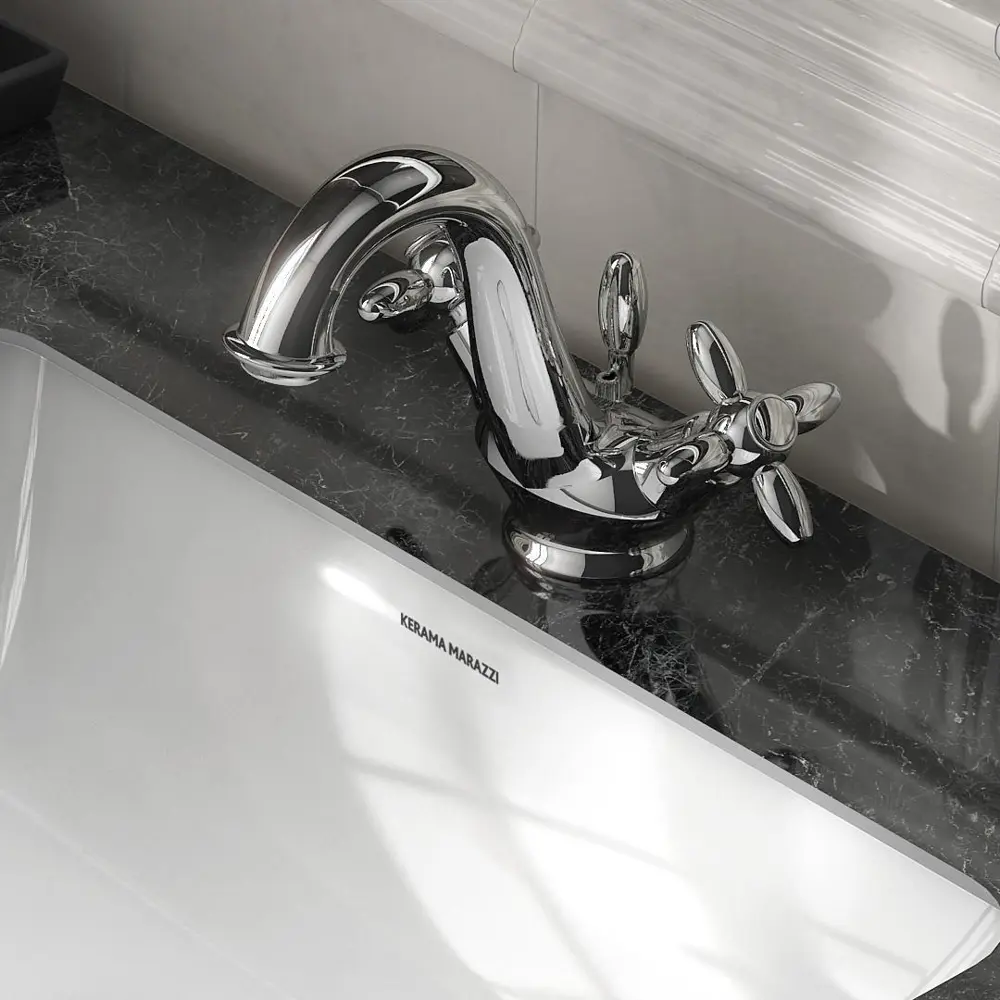 Фото 6 Смеситель для раковины Kerama marazzi muse 9125KM.21.018 двухвентильный цвет хром Фото 6 Смеситель для раковины Kerama marazzi muse 9125KM.21.018 двухвентильный цвет хром