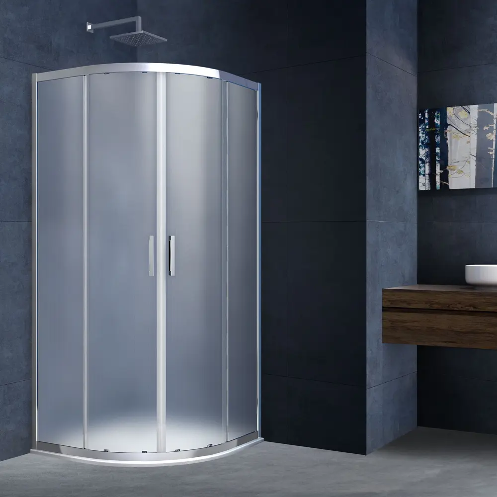 Фото Душевой уголок Vincea VSQ-3AL800MT 1/4 круга 80x80см хромированный профиль эффект стекла рифленый Фото Душевой уголок Vincea VSQ-3AL800MT 1/4 круга 80x80см хромированный профиль эффект стекла рифленый