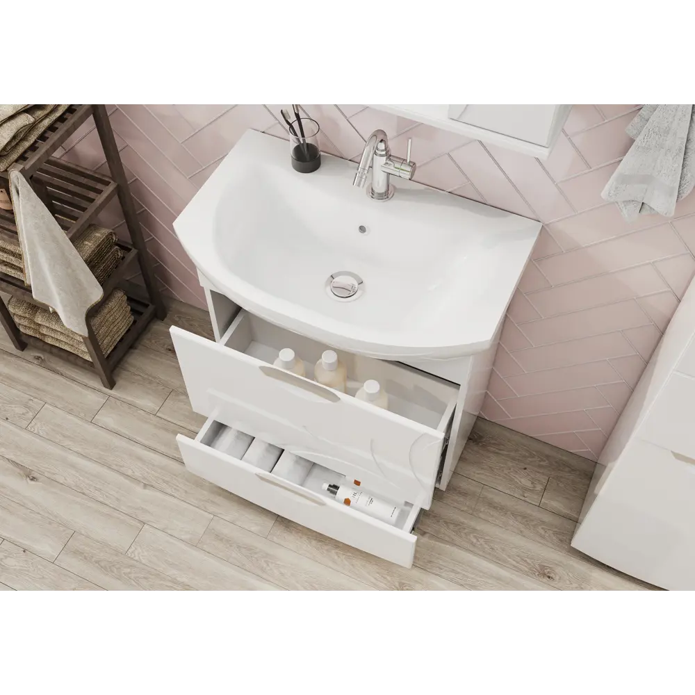 Фото 5 Тумба под раковину Volna Adel tnADEL70.2Y-01 напольная 66см цвет белый Фото 5 Тумба под раковину Volna Adel tnADEL70.2Y-01 напольная 66см цвет белый