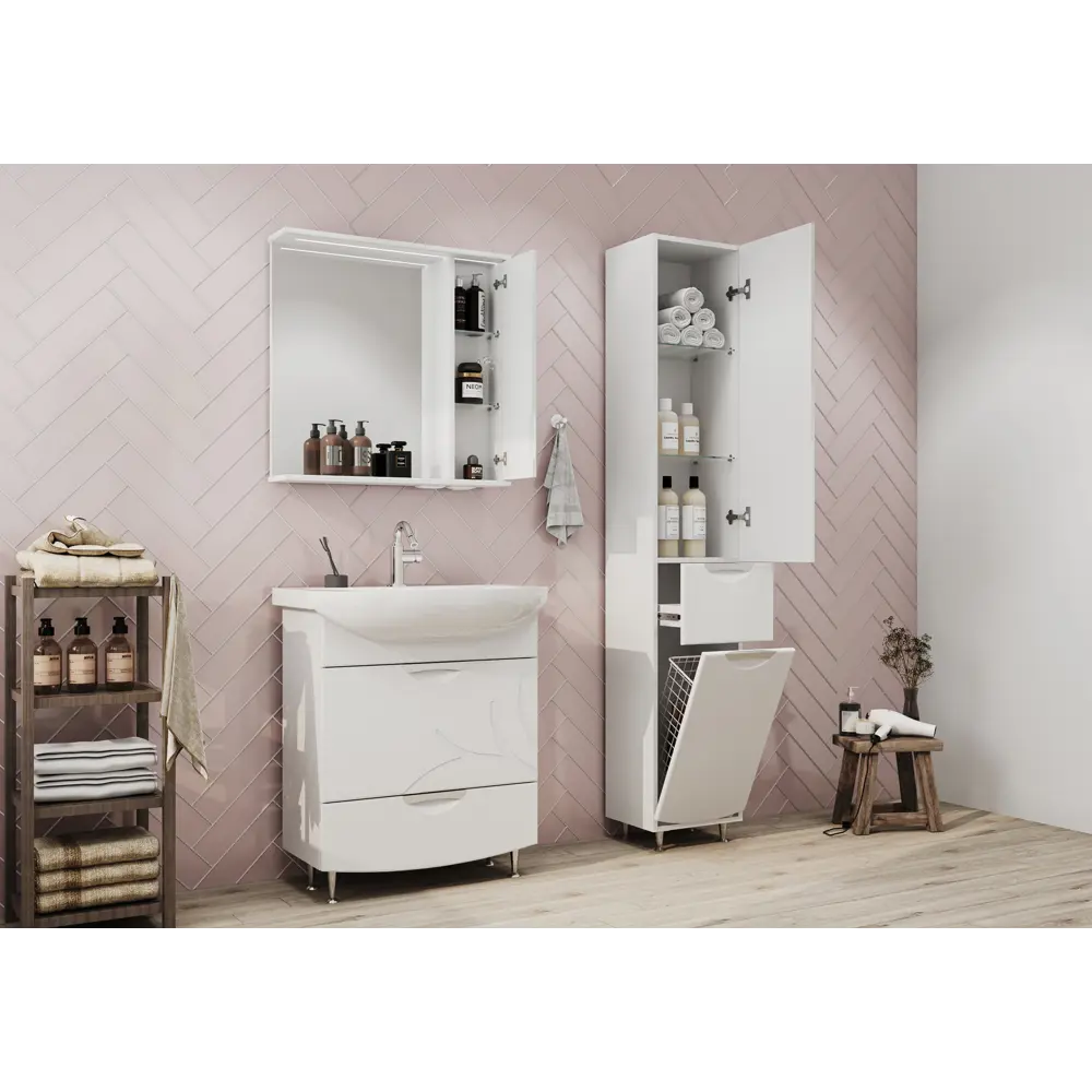 Фото 8 Тумба под раковину Volna Adel tnADEL70.2Y-01 напольная 66см цвет белый Фото 8 Тумба под раковину Volna Adel tnADEL70.2Y-01 напольная 66см цвет белый