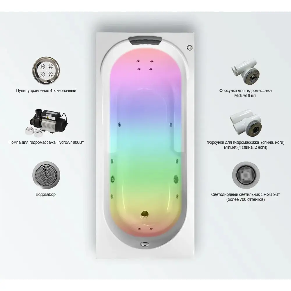 Фото 6 Прямоугольная ванна Lavinia Boho 36035H0C с гидромассажем 75x45x160см акрил цвет белый Фото 6 Прямоугольная ванна Lavinia Boho 36035H0C с гидромассажем 75x45x160см акрил цвет белый