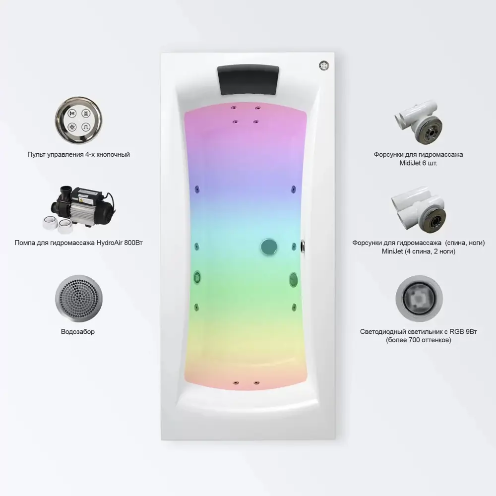 Фото 7 Прямоугольная ванна Lavinia Boho 36301H0C с гидромассажем 75x43x170см акрил цвет белый Фото 7 Прямоугольная ванна Lavinia Boho 36301H0C с гидромассажем 75x43x170см акрил цвет белый
