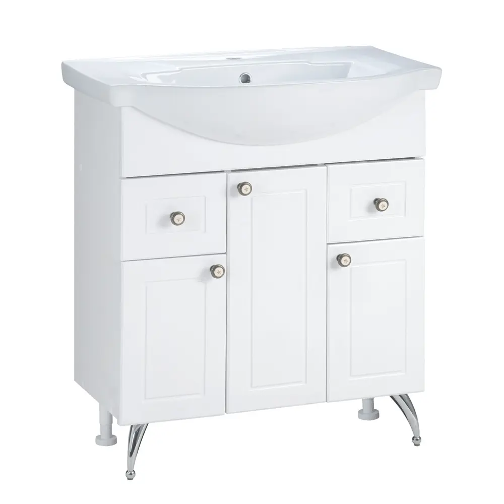 Фото Тумба под раковину Клик Мебель Люси напольная 75x86.5x45 см цвет белый, с раковиной Фото Тумба под раковину Клик Мебель Люси напольная 75x86.5x45 см цвет белый, с раковиной