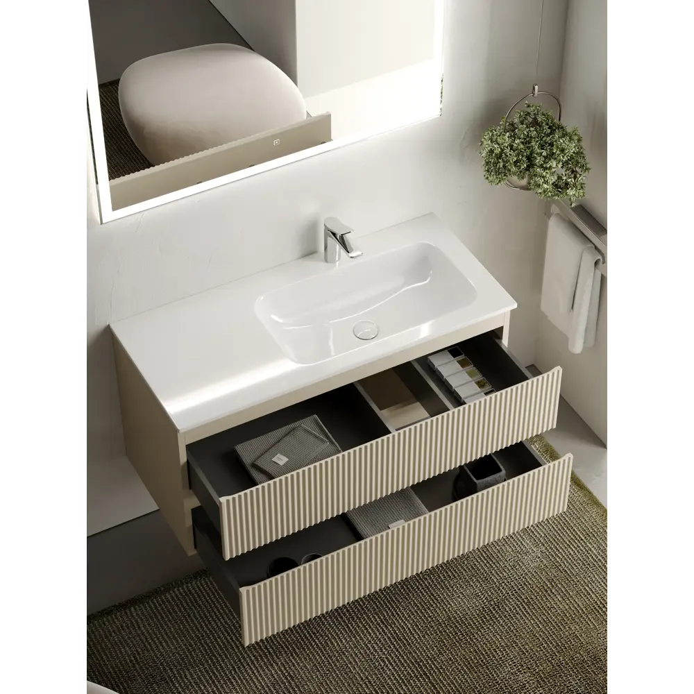 Фото 2 Тумба под раковину Sancos Snob R Beige Soft SNR100RCE подвесная 99.50см цвет бежевый Фото 2 Тумба под раковину Sancos Snob R Beige Soft SNR100RCE подвесная 99.50см цвет бежевый