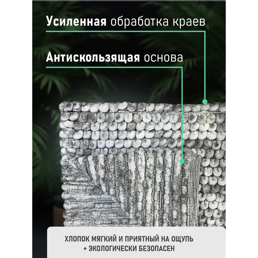 Фото 4 Коврик для ванной комнаты FORA FOR-SC50-80GRA 80x50см цвет серый, серебристый Фото 4 Коврик для ванной комнаты FORA FOR-SC50-80GRA 80x50см цвет серый, серебристый