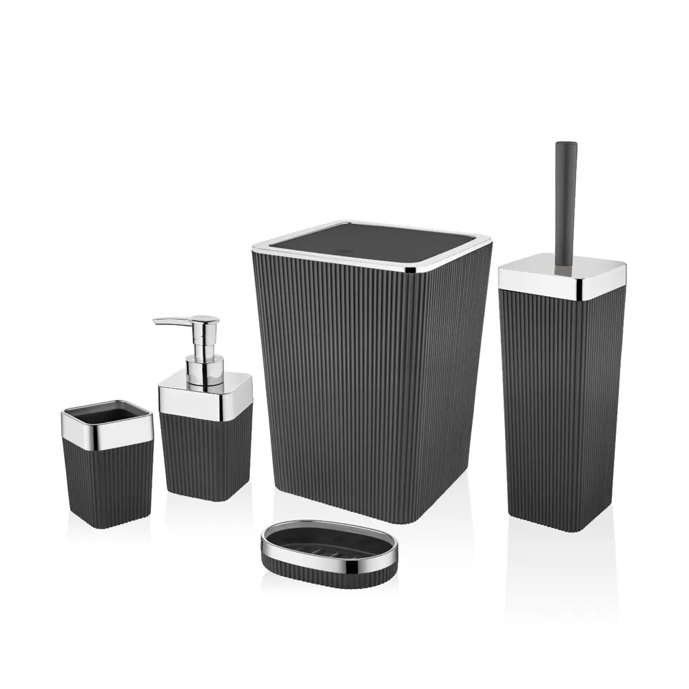 Фото Набор аксессуаров для ванной комнаты Vialex Columb CKB003-anthraticite из 5 предметов цвет антрацит Фото Набор аксессуаров для ванной комнаты Vialex Columb CKB003-anthraticite из 5 предметов цвет антрацит