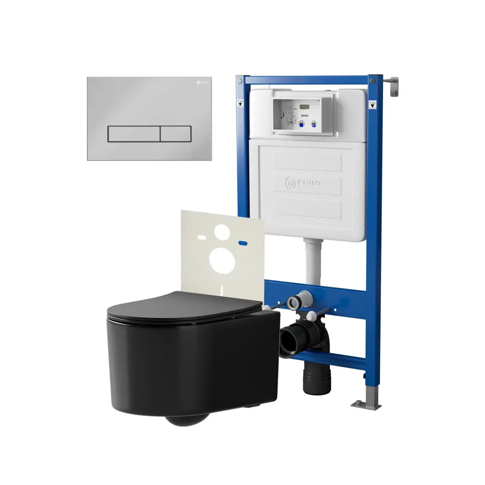 Фото Комплект инсталляция с унитазом Point Pn48 PN48117C цвет черный Фото Комплект инсталляция с унитазом Point Pn48 PN48117C цвет черный