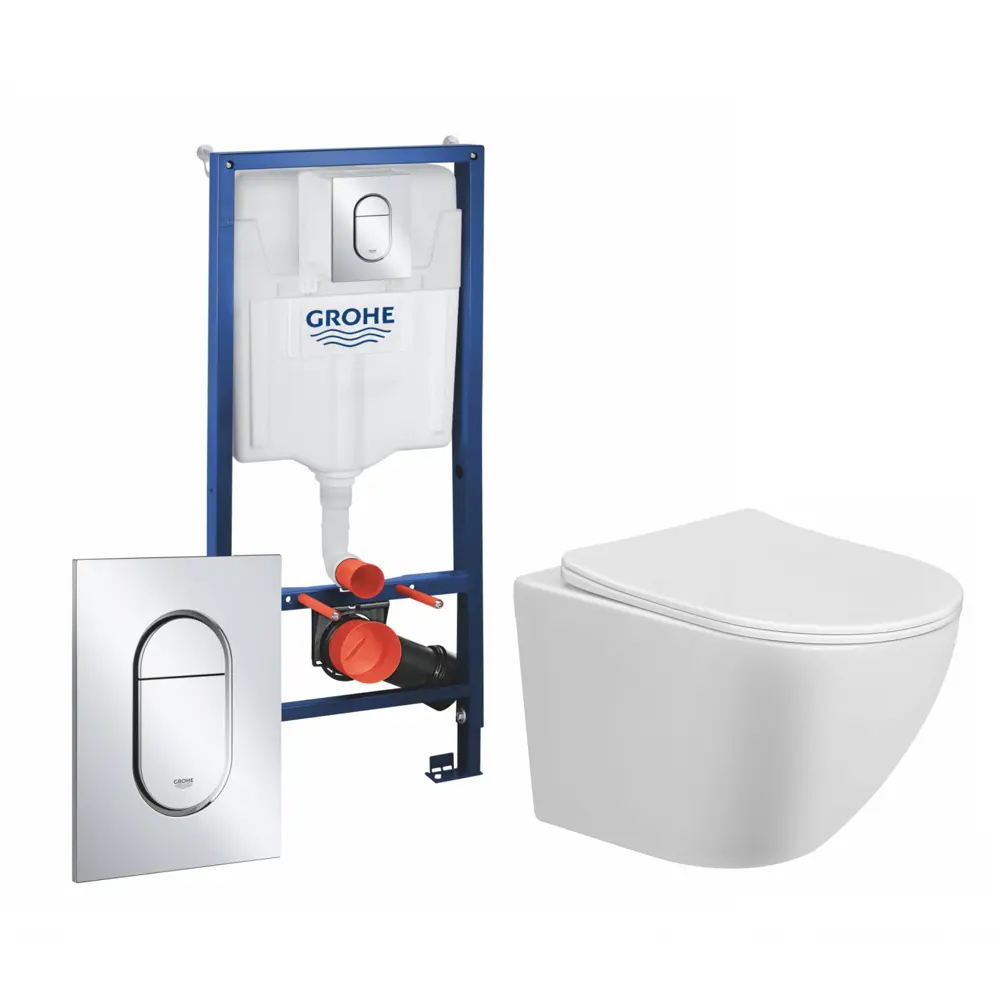 Фото Комплект 3 в 1 инсталляция Grohe Solido 39504000 с подвесным унитазом Taliente Amato AM25010, кнопка хром Фото Комплект 3 в 1 инсталляция Grohe Solido 39504000 с подвесным унитазом Taliente Amato AM25010, кнопка хром