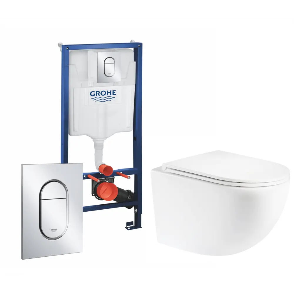 Фото Комплект 3 в 1 инсталляция Grohe Solido 39504000 с подвесным унитазом BelBagno Uno BB3105CHR/SC, кнопка хром Фото Комплект 3 в 1 инсталляция Grohe Solido 39504000 с подвесным унитазом BelBagno Uno BB3105CHR/SC, кнопка хром