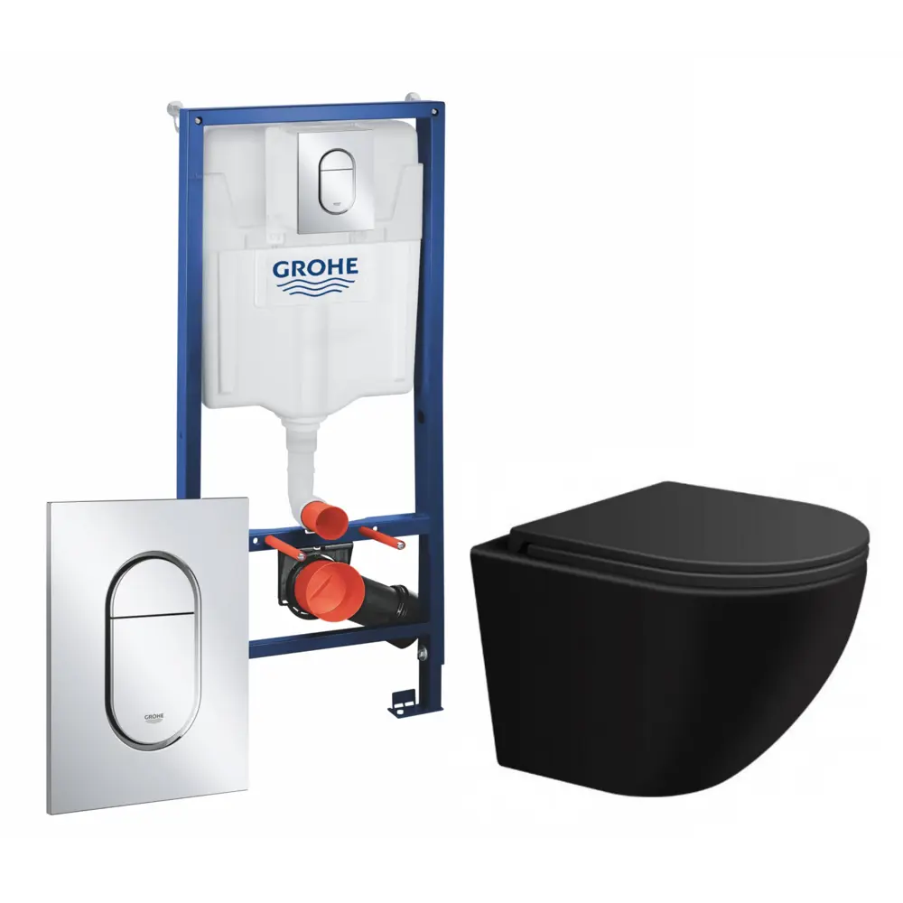 Фото Комплект 3 в 1 инсталляция Grohe Solido 39504000 с подвесным унитазом SinteSi EVI, кнопка хром 2 Фото Комплект 3 в 1 инсталляция Grohe Solido 39504000 с подвесным унитазом SinteSi EVI, кнопка хром 2