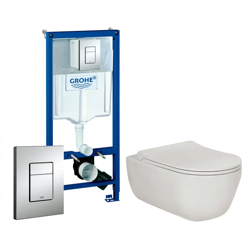 Фото Комплект 3 в 1 инсталляция Grohe Rapid SL с подвесным унитазом Berges Wasserhaus Ego XL 082118 кнопка хром Фото Комплект 3 в 1 инсталляция Grohe Rapid SL с подвесным унитазом Berges Wasserhaus Ego XL 082118 кнопка хром