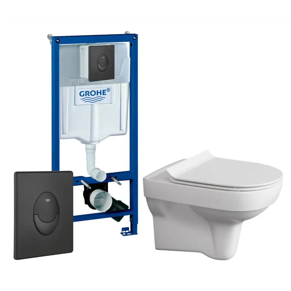Фото Комплект 3 в 1 инсталляция Grohe Rapid SL 38721BL1 с подвесным унитазом Cersanit City New, кнопка черная матовая Фото Комплект 3 в 1 инсталляция Grohe Rapid SL 38721BL1 с подвесным унитазом Cersanit City New, кнопка черная матовая