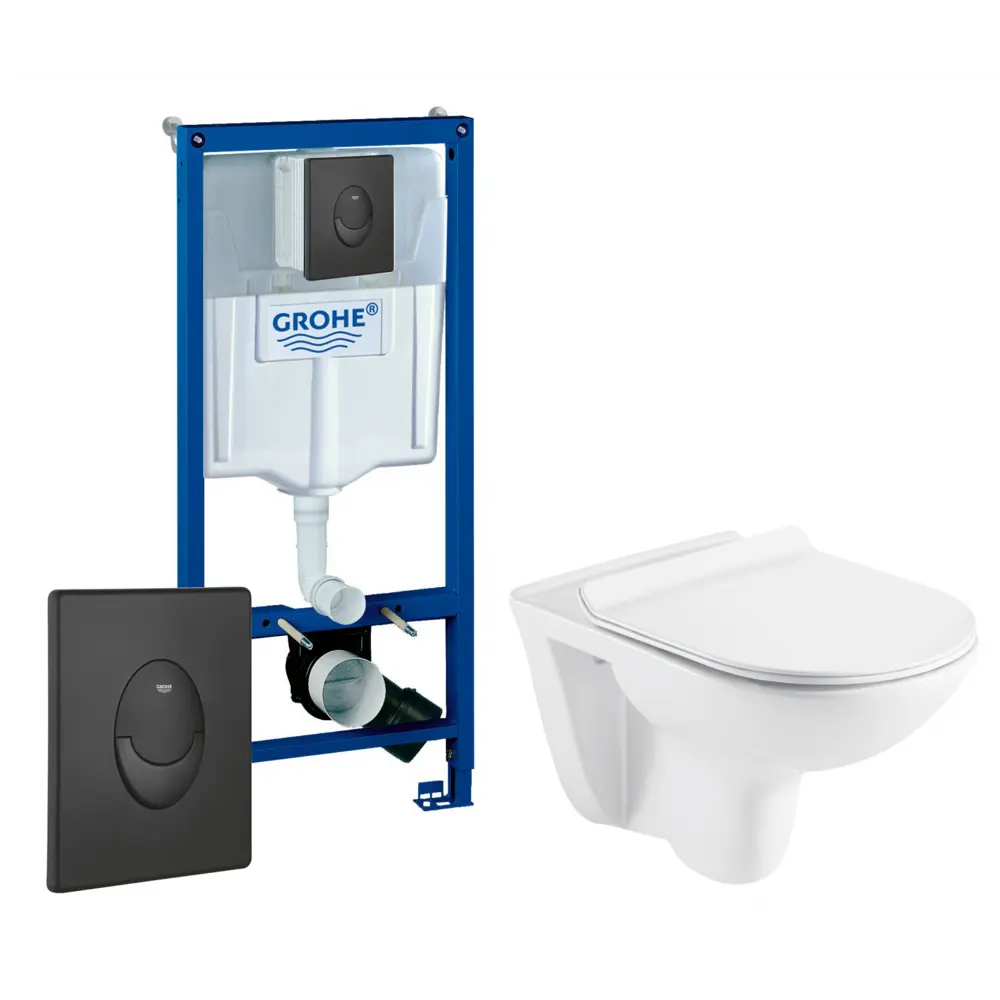 Фото Комплект 3 в 1 инсталляция Grohe Rapid SL 38721BL1 с унитазом Azario Pavia AZ-2142, кнопка черная матовая Фото Комплект 3 в 1 инсталляция Grohe Rapid SL 38721BL1 с унитазом Azario Pavia AZ-2142, кнопка черная матовая