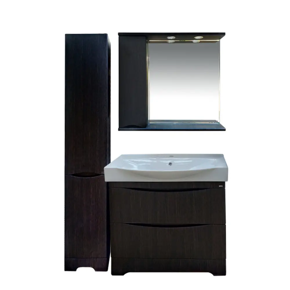 Фото 4 Зеркальный шкаф для ванной Misty Элвис П-Элв-01085-052Л 83x74см темно-коричневый