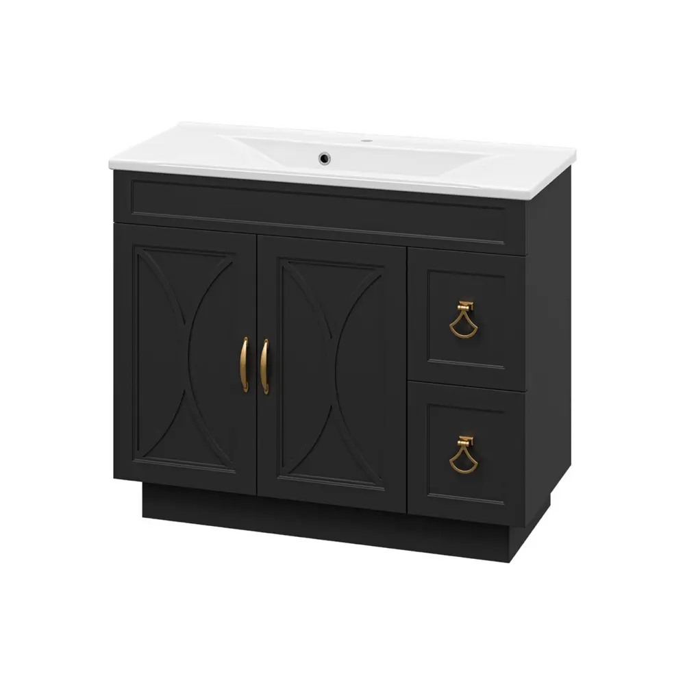 Фото Тумба под раковину Misty Амбра УТ000015486 100см с раковиной цвет черный матовый Фото Тумба под раковину Misty Амбра УТ000015486 100см с раковиной цвет черный матовый