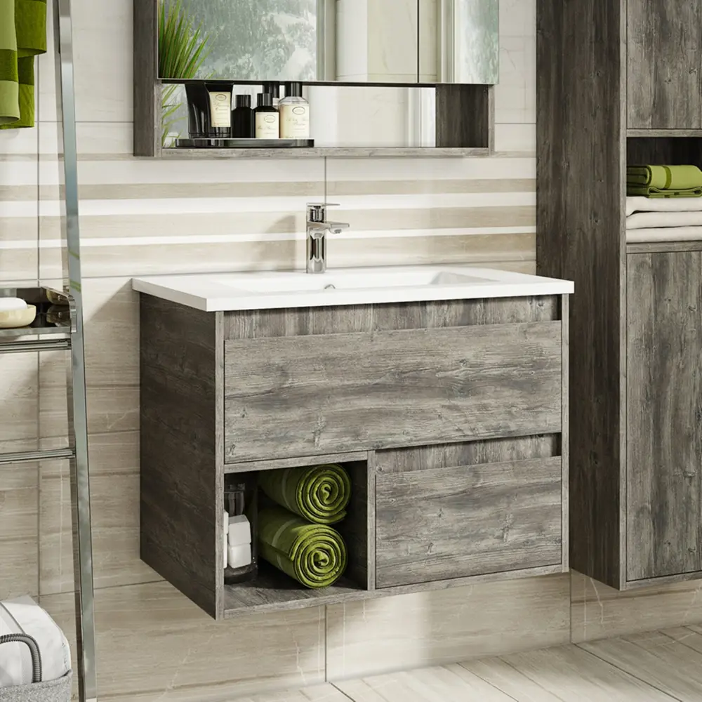 Фото Тумба под раковину Misty Темза УТ000010493 75см с раковиной цвет темно-серый Фото Тумба под раковину Misty Темза УТ000010493 75см с раковиной цвет темно-серый