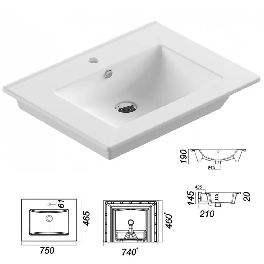 Фото 5 Тумба под раковину Misty Темза УТ000010493 75см с раковиной цвет темно-серый Фото 5 Тумба под раковину Misty Темза УТ000010493 75см с раковиной цвет темно-серый